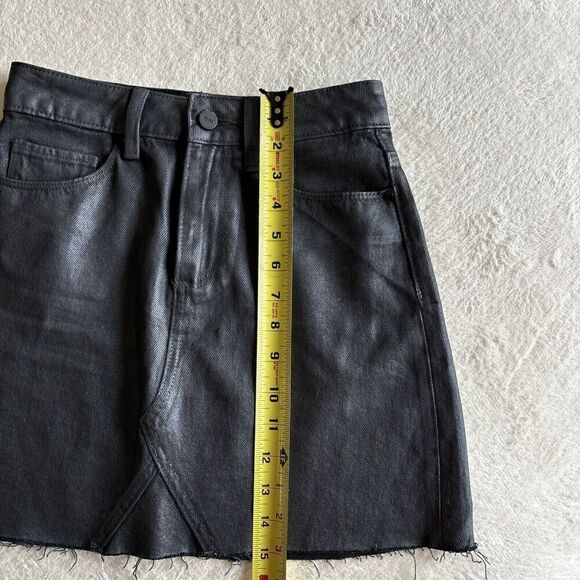 Skirt PAIGE High Waist Aideen Mini Skirt Black Gray Raw Metallic Edge Sz 24‎ - Picture 9 of 10